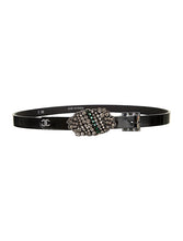 Load image into Gallery viewer, Chanel 2006 Fall 06A skinny Black Patent Leather waist Crystal Buckle Belt SZ 36