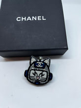 Load image into Gallery viewer, Chanel 2017 17S Resin Emoji Robot Cat Brooch Silver Blue Pin