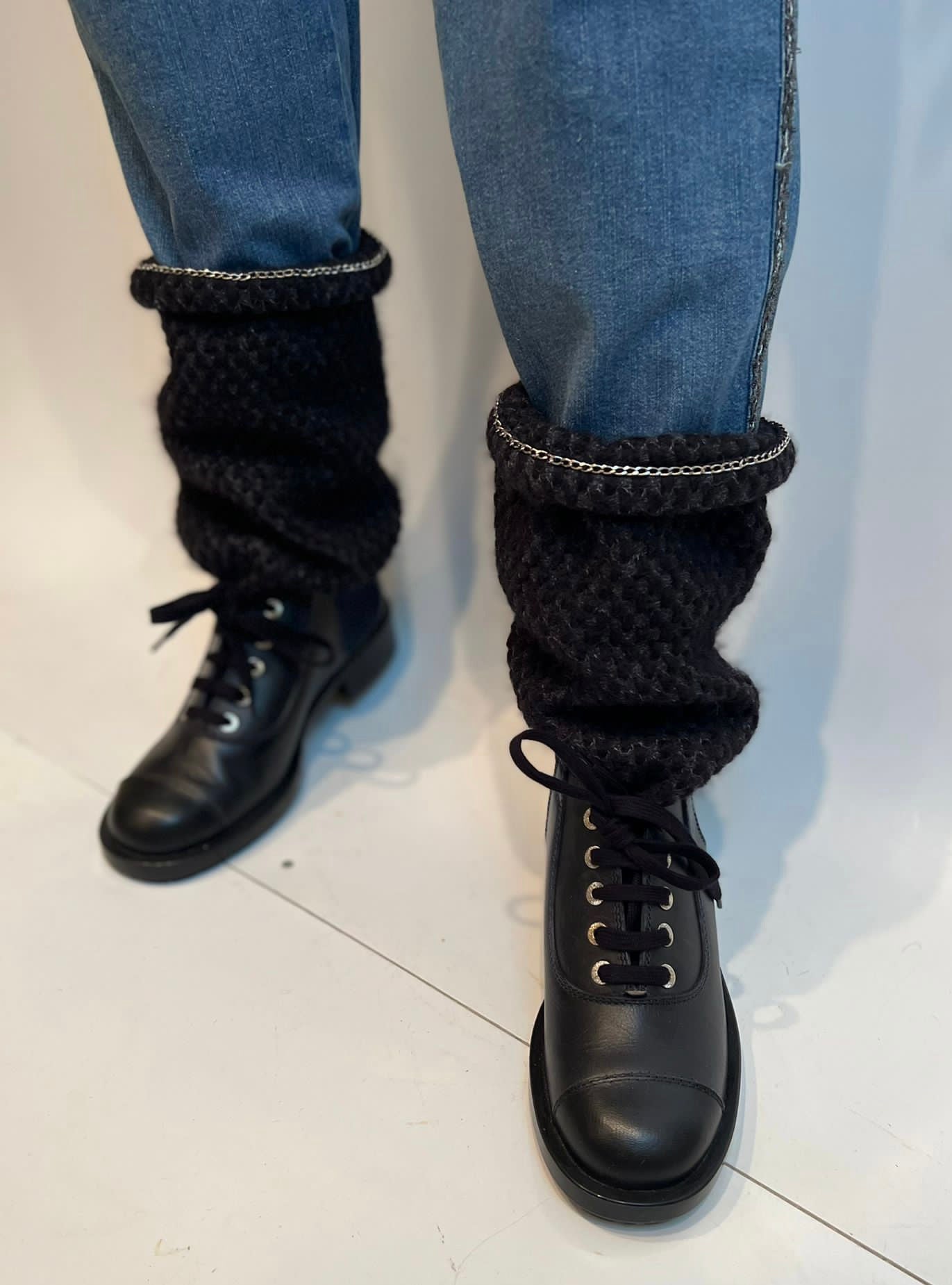 Chanel Chain Lace-Up Boots - Size 36.5