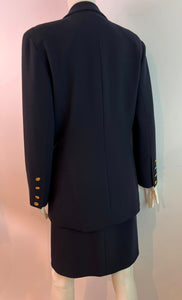 Vintage Chanel 1990’s Dark Navy Blue Skirt Suit FR 38 US 4