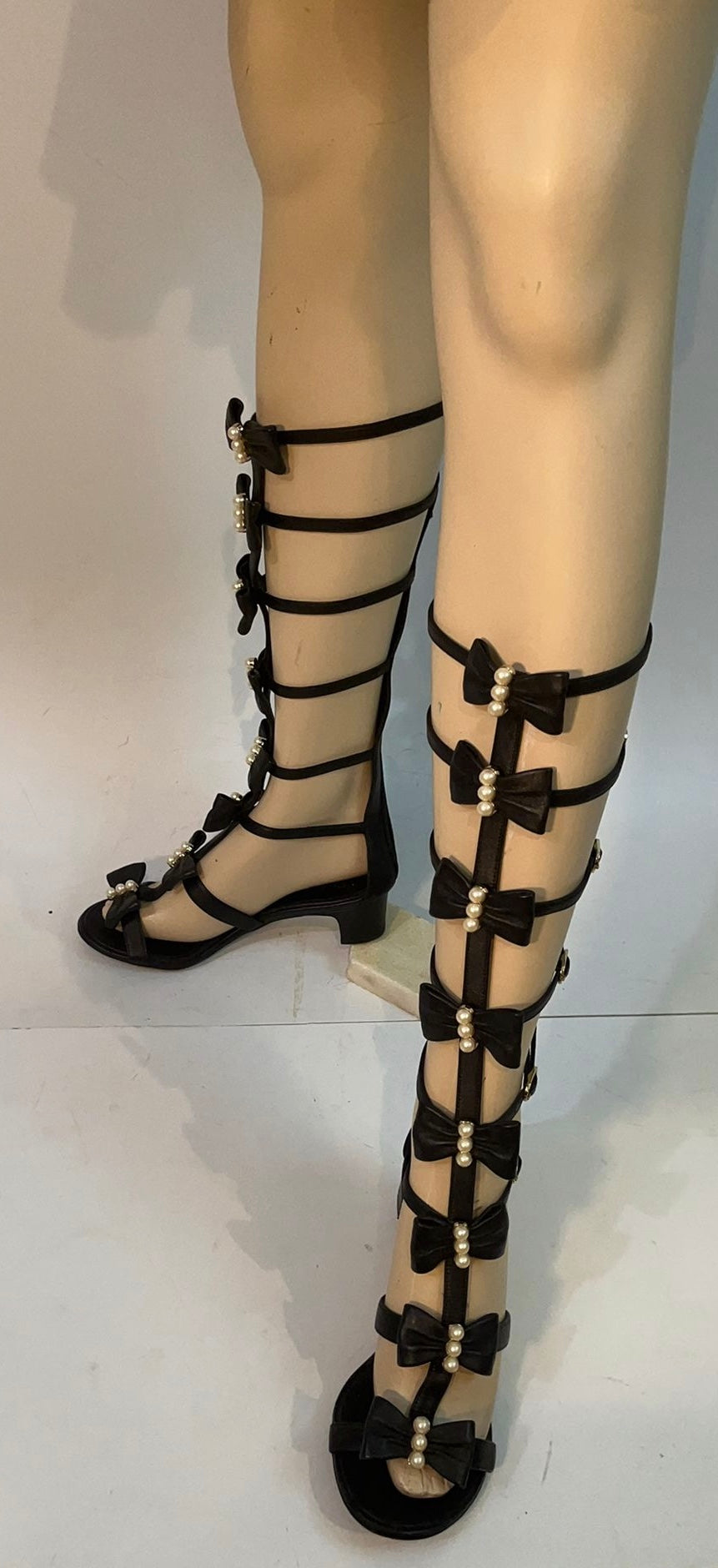 Chanel 16S 2016 Summer Tall Gladiator Sandals w Leather Bows and