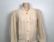 Load image into Gallery viewer, 1987, Collection 20 Vintage Chanel Ivory Ecru Silk pleated Button down Blouse Top US 12