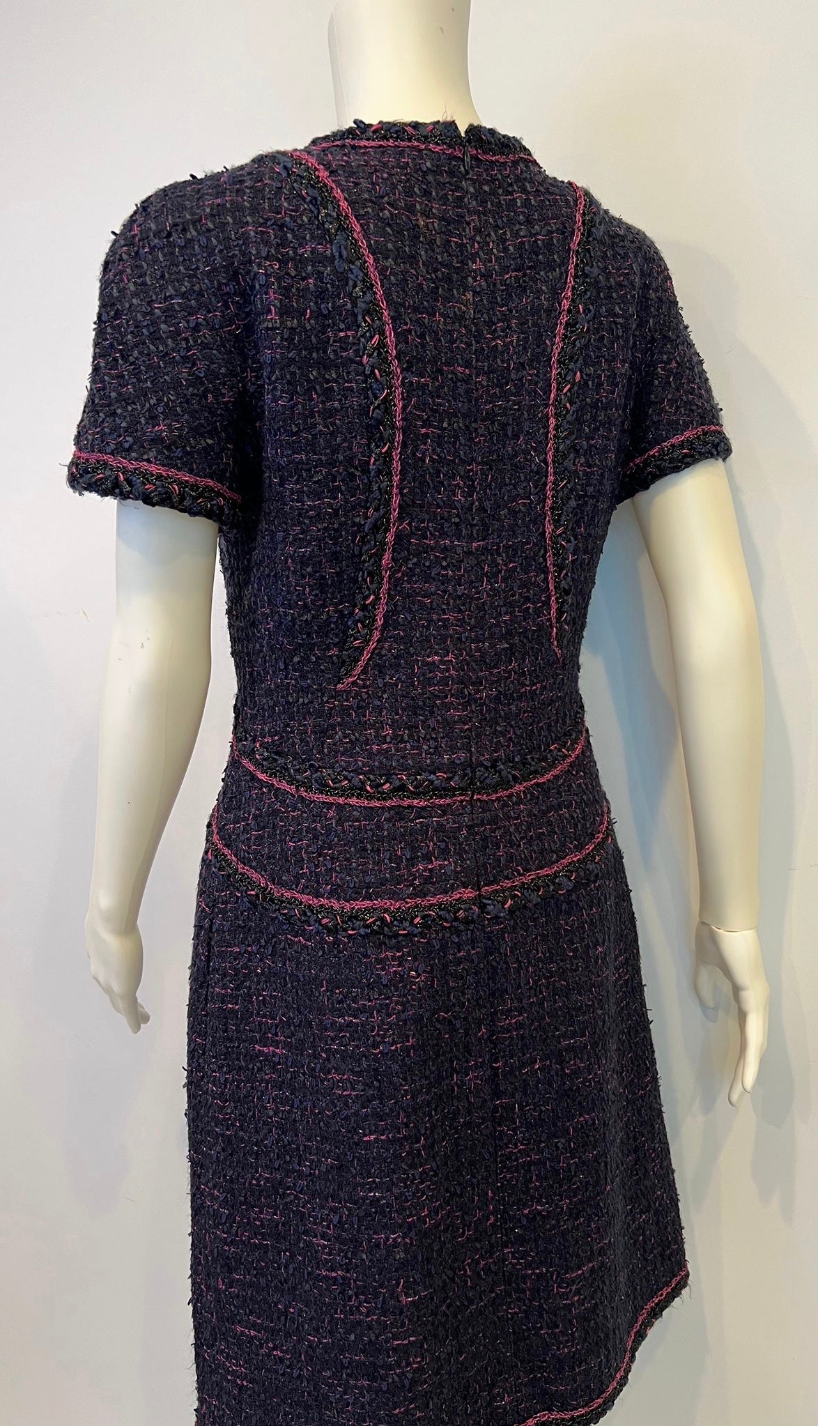 HelensChanel Chanel Navy Blue Black Pink Tweed Dress FR 40 US 6/8