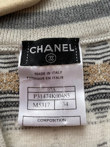 Chanel 07A 2007 Fall striped beaded Cashmere Tunic Sweater Jumper FR 34
