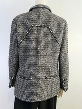 Load image into Gallery viewer, Chanel 06A 2006 Fall Gray Black Sequined Tweed Jacket Blazer FR 44 US 8/10