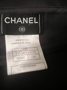 Chanel 07P 2007 Spring Black Silk Satin Pants FR 38 US 4/6
