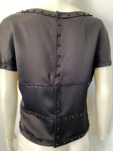 Load image into Gallery viewer, Rare Chanel 2003 Fall 03A Black Satin Snap Collection Blouse FR 42
