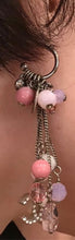 Load image into Gallery viewer, Chanel extra long pink 07C Ribbon bead &amp; Crystal logo earrings