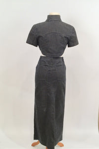 Rare Chanel 2006 Spring Cotton Denim crop top skirt set US 4