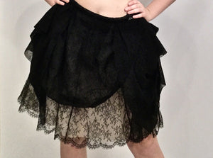 Chanel 10P, 2010 Spring Black Tulle Layered Lace Skirt FR 42 US 4/6