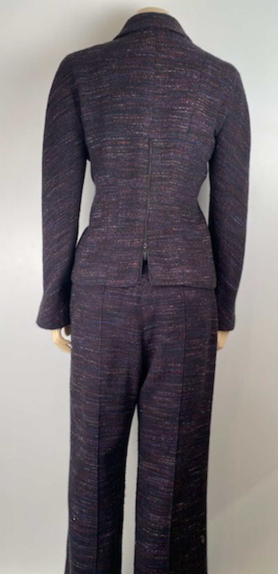 CHANEL, Jackets & Coats, Chanel Tweed Jacket Size 42 Navy With Silver  Gold Blue Thread