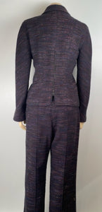 Vintage Chanel 02A 2002 Autumn Wide Leg Blue Multicolor Jacket Pant Suit FR 42
