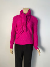 Load image into Gallery viewer, Chanel 2012 Fall 12A Pink Fuchsia Sweater w attached Scarf FR 34