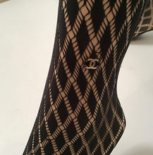 Load image into Gallery viewer, Chanel 09P 2009 Spring fishnet stockings black tights hosiery Sz Large