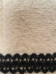94P, 1994 Spring Rare Vintage Chanel Cream/Black Scubido Trim Boucle Skirt Jacket Set US 6