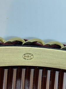 Chanel 2013 Bordeaux Burgundy Leather Hair Decorative  Accessory Comb Barrette Gold CC Logos