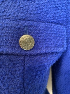 HelensChanel 97a, 1997 Fall Vintage Chanel Boutique Royal Blue Wool Boucle Skirt Suit Jacket Set FR 36 US 2/4