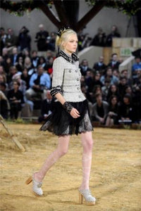 Chanel 10P, 2010 Spring Black Tulle Layered Lace Skirt FR 42 US 4/6