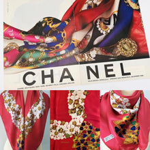 Load image into Gallery viewer, Vintage Chanel Jewel Gripoix Pearls Silk Scarf 34&quot;x34&quot;