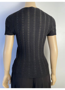 Chanel 05P, 2005 Spring Black Cotton knit interlocking CC logo Blouse top FR 40 US 2/4