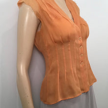 Load image into Gallery viewer, Vintage Chanel 04P, 2004 Spring Silk peach orange sleeveless top Blouse FR 40 US 4/6