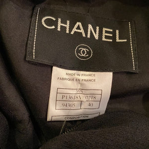Vintage Chanel 99S, 1999 Summer Black zip up ribbed short jacket FR 40 US 6
