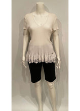 Load image into Gallery viewer, Chanel 06P 2006 Spring white ribbed Lace T-shirt Tee Top FR 46 US 10-12