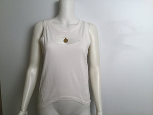 New with Tags Chanel 2007 Spring, 07P White medallion Charm tee Cotton T-shirt FR 40 US 6
