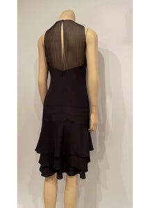 Chanel 03P 2003 Spring Silk Chiffon Black Dress FR 38