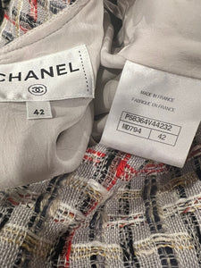 Chanel 2018 Spring 18P Multicolor Grey Tweed Dress FR 42 US 10/12