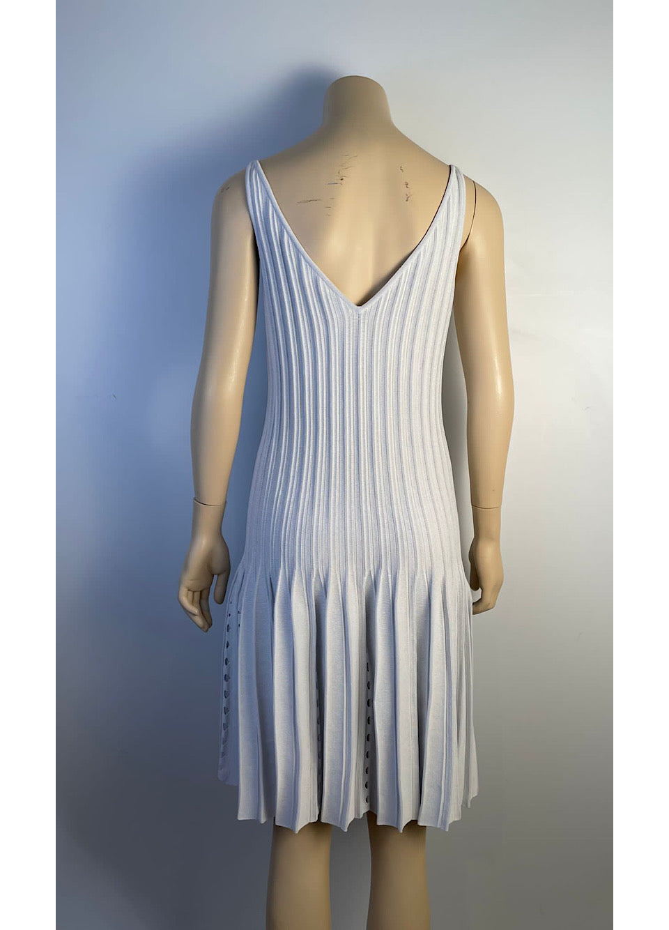 Chanel - Baby Blue Tiered Ruffle Silk Mini Dress Sz 6 – Current
