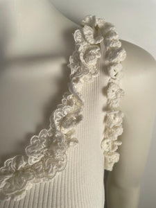 Chanel 05C 2005 Cruise Ivory White Cotton Ribbed Camisole Blouse Top FR 40 US 4/6