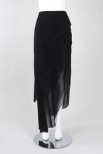 Load image into Gallery viewer, Chanel 00T, 2000 Asymmetrical long Tiered Black Silk Chiffon Skirt FR 40 size 6