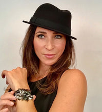 Load image into Gallery viewer, Rare Chanel 05A 2005 Fall Cuff Bracelet Gunmetal with Leaves and Opalescent Stones
