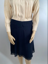 Load image into Gallery viewer, NWT Chanel 06C 2006 Cruise Navy Blue Silk Chiffon Skirt FR 46 US 14/16