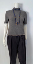 Load image into Gallery viewer, Chanel Vintage 98A, 1998 Fall Cashmere Gray unique pearl and chain trim sweater top blouse FR 36 US 4