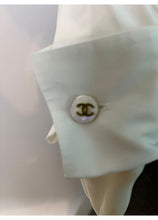 Load image into Gallery viewer, Chanel Vintage White Cotton Pleated Button Down Shirt Top Blouse Size 2