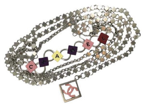 Chanel 04P Spring Multi strand accessory CC Logo Silver Chain Belt Necklace