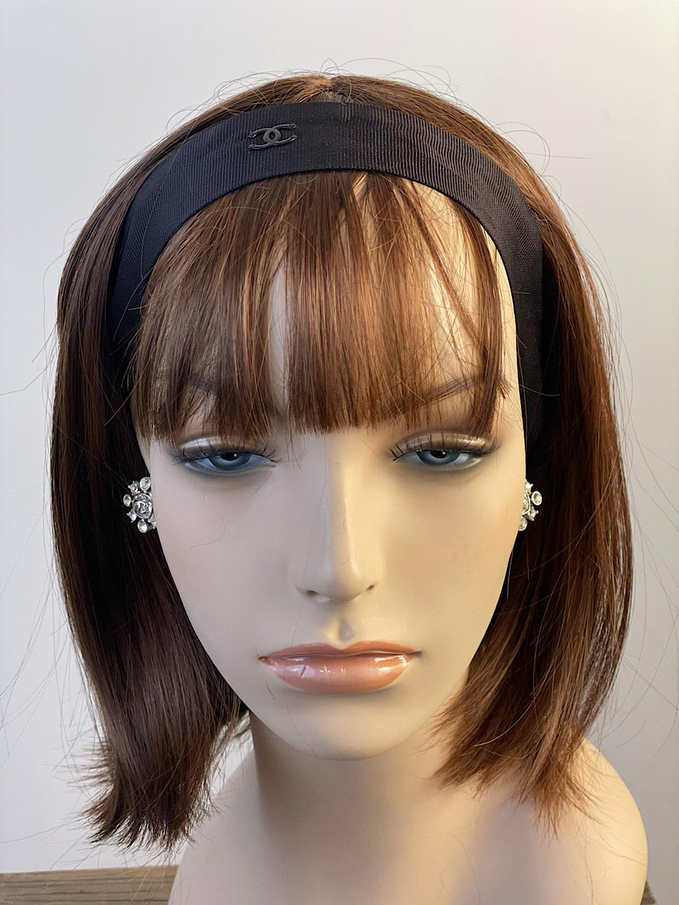 Chanel Black Silk grosgrain ribbon 2015 15A CC logo wide headband