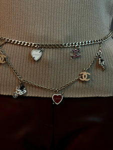 Chanel 10P 2010 Spring Coco Motorcycle Hearts Gold Chain Link Layered Belt/Necklace