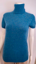 Load image into Gallery viewer, Chanel 07A 2007 Fall Short Sleeve Turquoise Pullover Turtleneck Sweater Top Blouse FR 40 US 6/8
