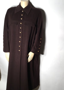 Chanel Vintage 1990 Long Brown Dress Coat Jacket US 14/16