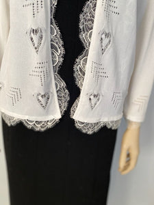 Chanel 06P 2006 Spring White Knit Lace Cardigan FR 44