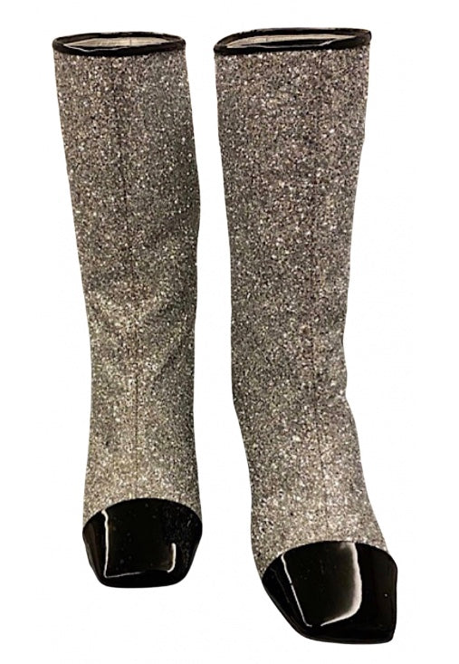 Chanel 17A, 2017 Silver Metallic Glitter Boots EU 41 US 9.5 – HelensChanel
