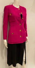 Load image into Gallery viewer, 80’s/90’s Vintage Chanel Bright Pink Boucle Wool Long Jacket FR 36