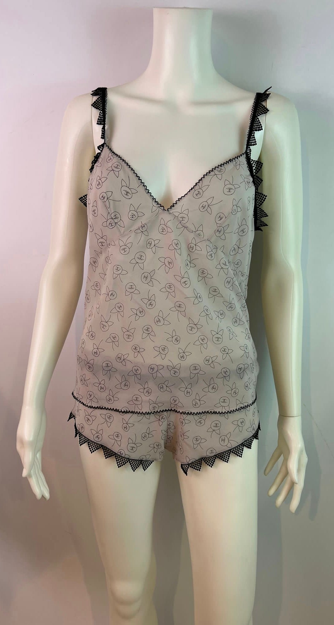 HelensChanel Rare Chanel Vintage Silk Lingerie 2 Piece Sleepwear Set