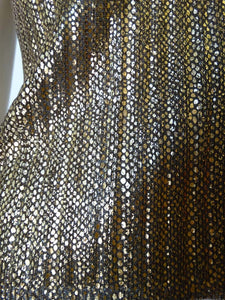 Vintage Chanel 01C 2001 Cruise Resort Sleeveless Gold Metallic Collar Polo Top Blouse FR 44