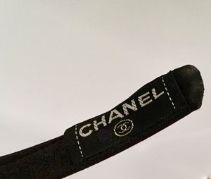 Chanel Black Satin Bow HeadBand Hair Accessory