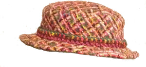 Vintage Chanel pink green multicolor wool tweed hat size 57