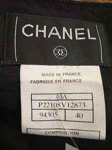 Chanel 03A Snap Collection 2003 Fall Short and Sassy Satin Black Skirt FR 40 US 6/8